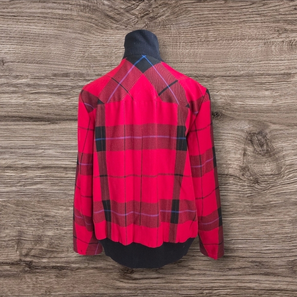 Bianca Nygard Red Plaid Bomber Jacket Size 14 - Picture 4 of 7